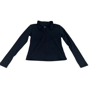 BYLT Basics Women’s Long Sleeve Polo Premium Black Size Large Performance